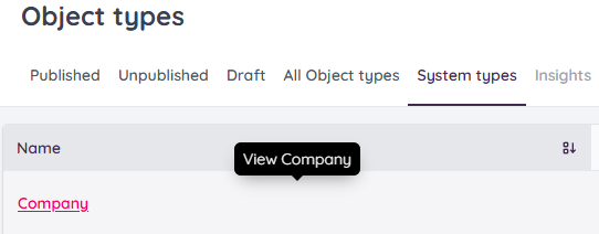 System types in objects