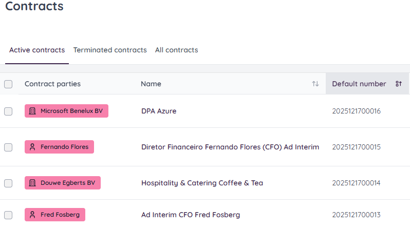 Contract parties are now visible on tasks, subjects, documents, and financial data, so you always have direct insight into who is involved.
