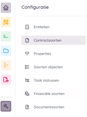 Selecteer in Configuratie de contractsoorten