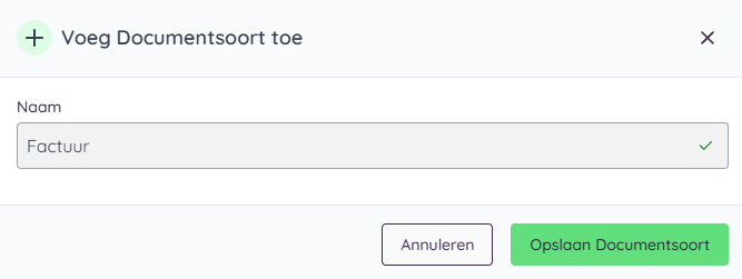 Documentsoort Factuur aanmaken