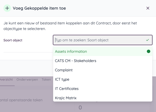 Keuze maken voor het object