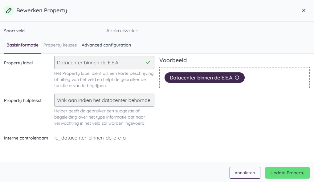Voorbeeld aankruisvakje met button