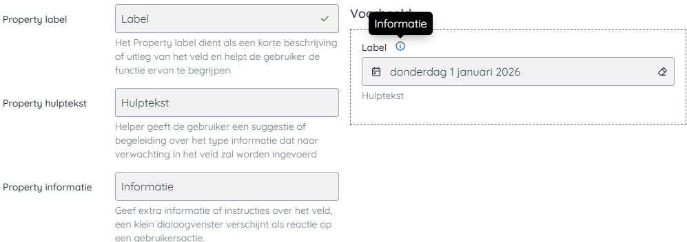 Ingevulde basisgegevens gegevenskiezer (datum)