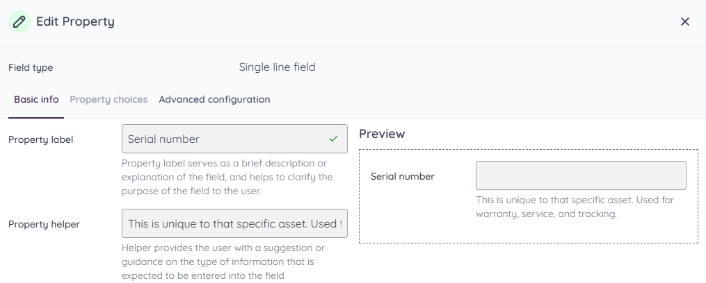 Example Single line field