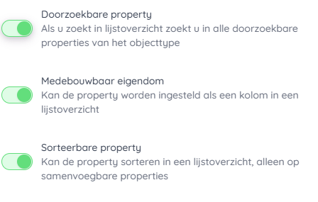 Overzicht toepasbaarheid property