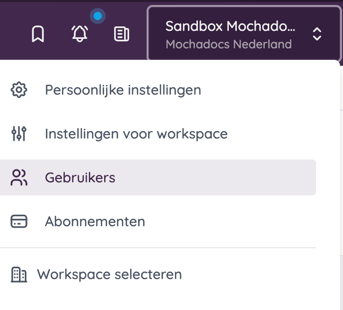Selecteer users in het menu