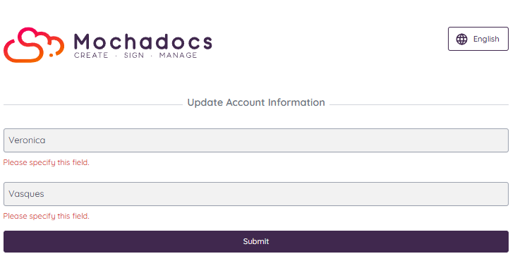 Adding information to your Mochados Account