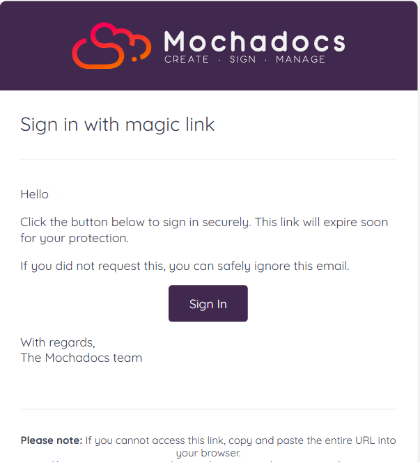 Sign in with Magic Link